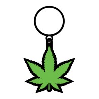 Wood Rocket Weed Pot Leaf Keychain Green