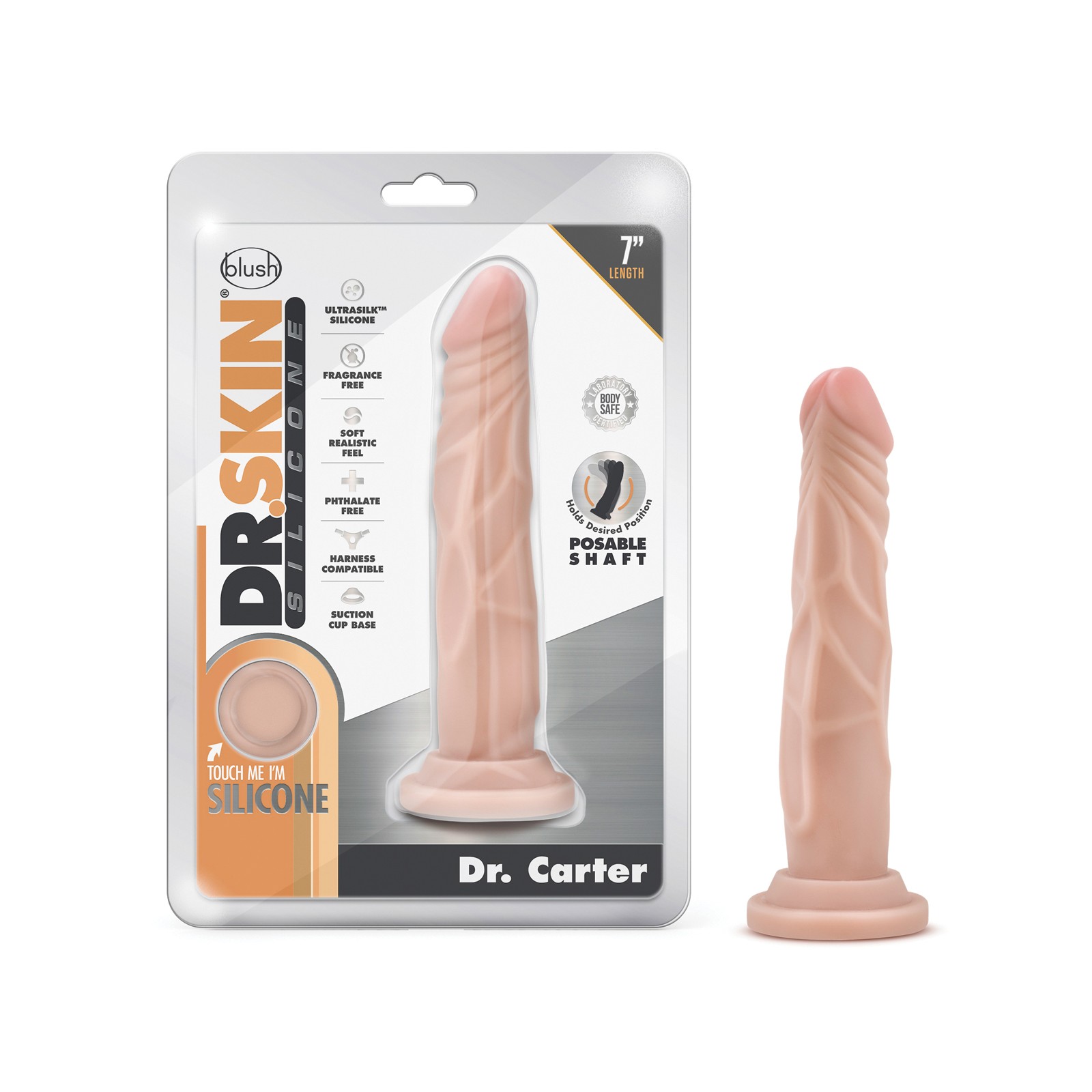 Blush Dr. Skin Silicone Dr. Carter 7 5 inch Dildo Vanilla