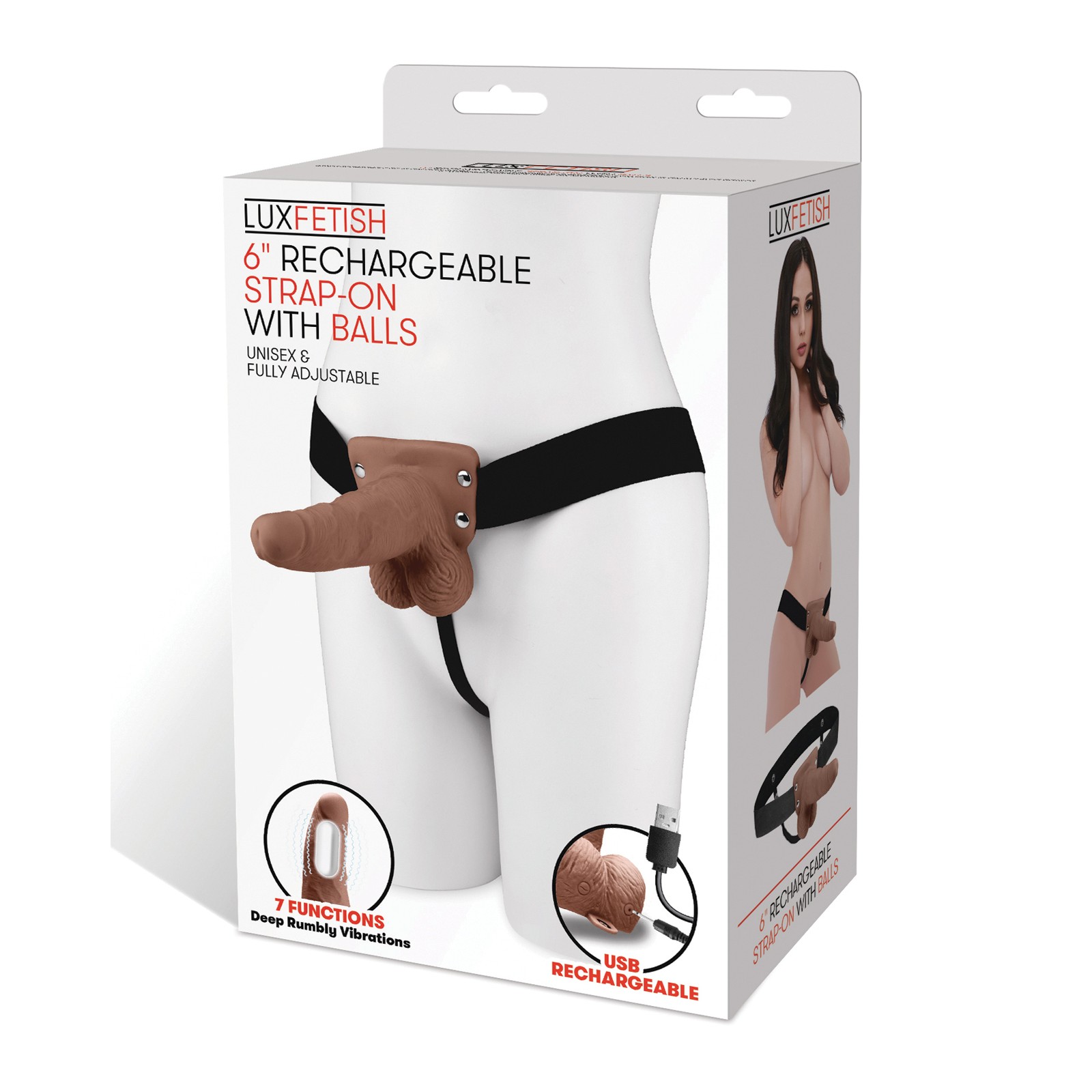 Lux Fetish Rechargeable Strap-On Brown