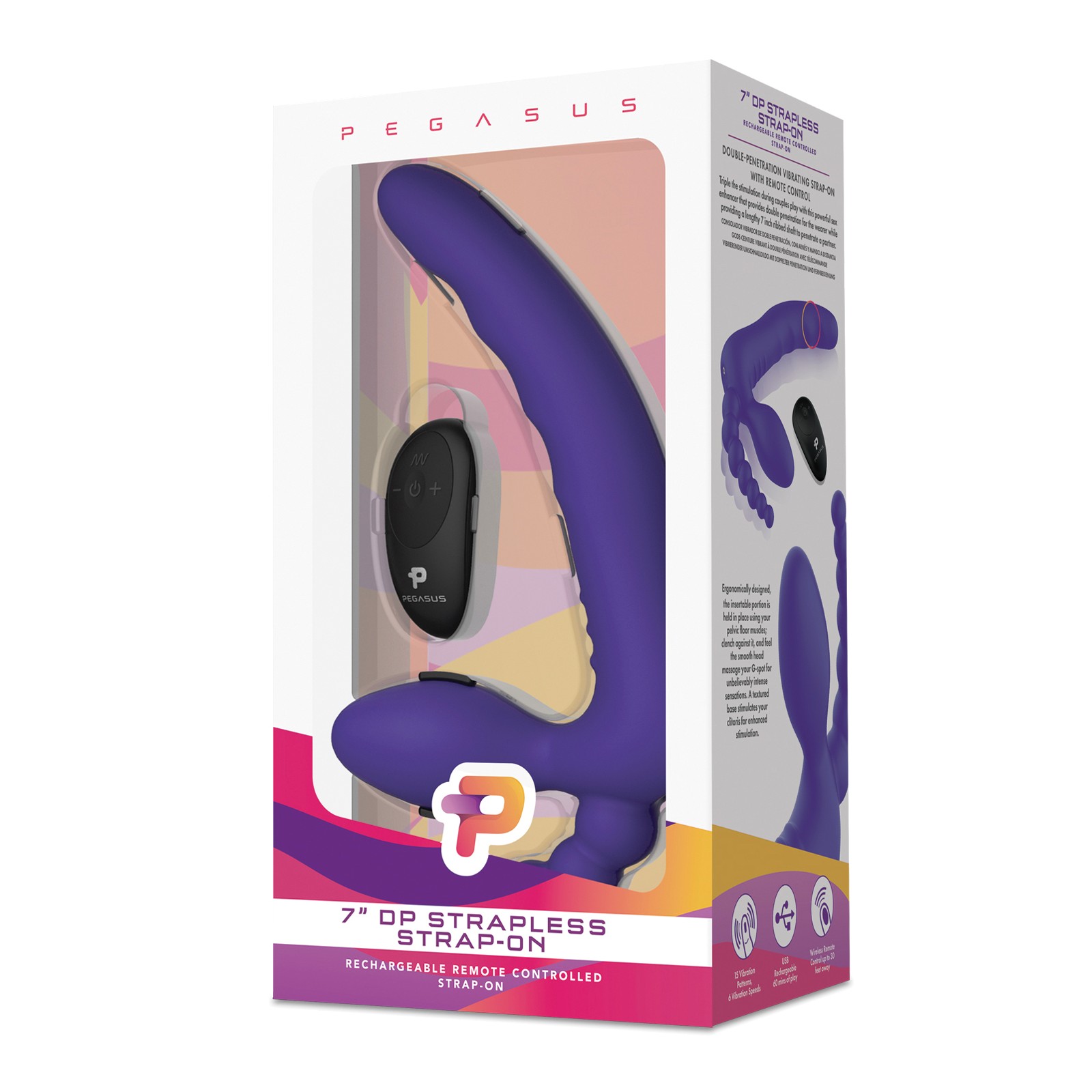 Pegasus Strapless Strap-On with Remote Purple