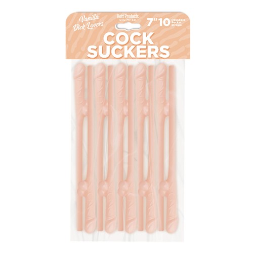 Cock Suckers Pecker Straws Vanilla Pack of 10