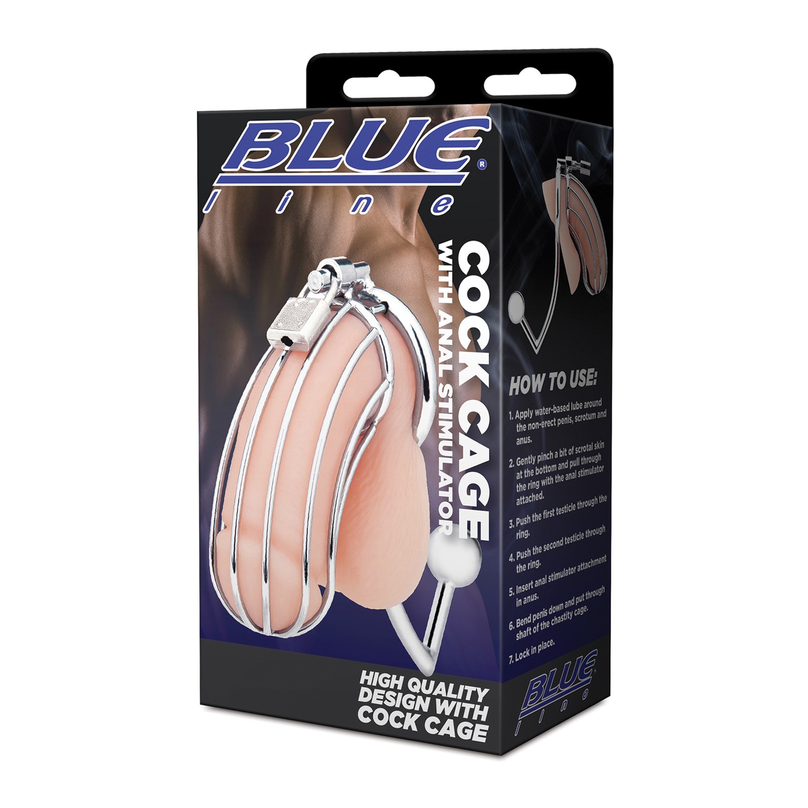 Blue Line Cock Cage w/Anal Stimulator - Silver