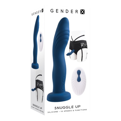 Gender X Snuggle Up Dual Motor Strap On Vibe - Blue