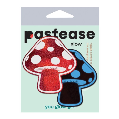 Pastease Shiny Glow in the Dark Shroom Nipple Pasties Red/White