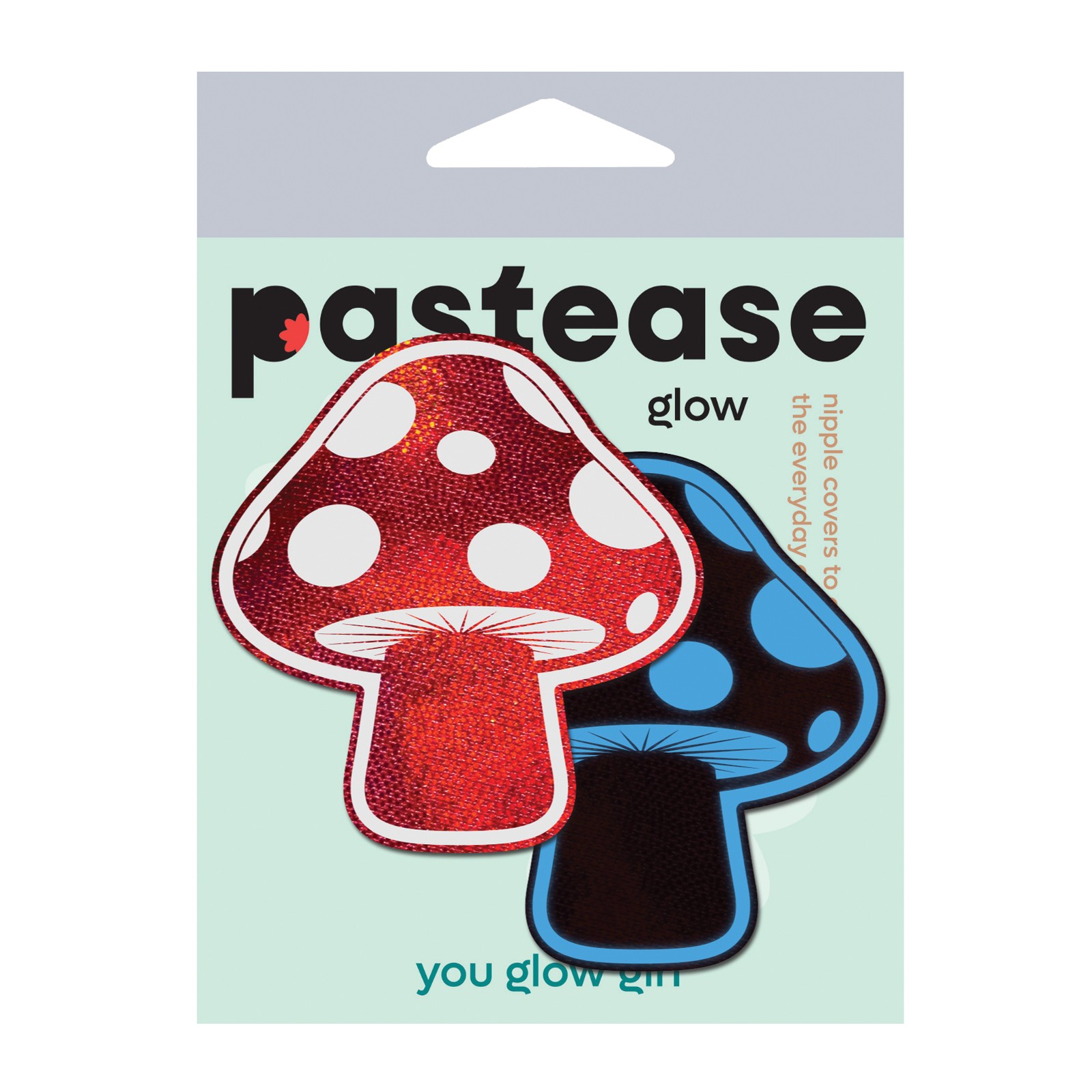 Pastease Shiny Glow in the Dark Shroom Nipple Pasties Red/White