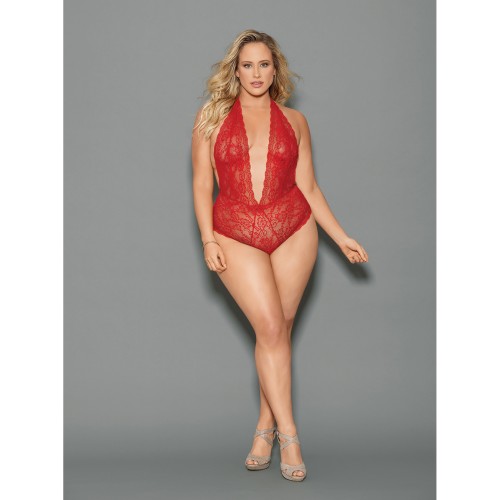 Euphoria Halter Tie Open Crotch & Butt Teddy Red QN