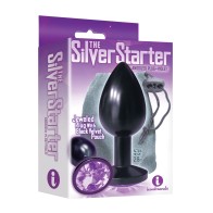 Silver Bejeweled Stainless Steel Plug - Black/Violet