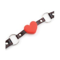 Plesur Heart Ball Gag with Red Hearts - Black