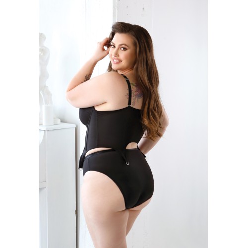 Curve Sloan Cropped Bustier Top & Panty Set - Black 3X/4X