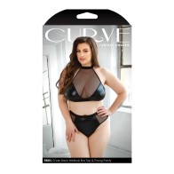 Curve Rebel Removable Chain Halter Top and Panty Black 3X/4X