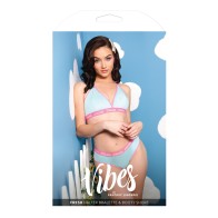 Vibes Fresh Bralette Halter y Short de Bucleo Azul Claro S/M