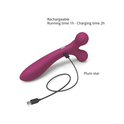 Love to Love Fireball Forked Vibrator Plum Star - Double Pleasure