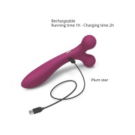 Love to Love Fireball Forked Vibrator Plum Star - Double Pleasure