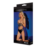 Black Label Lace Panels Harness & Panty Set for Ultimate Seduction