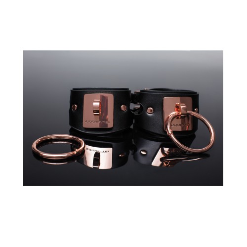 Adjustable Pleasure Collection Handcuffs - Black/Rose Gold