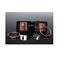 Adjustable Pleasure Collection Handcuffs - Black/Rose Gold