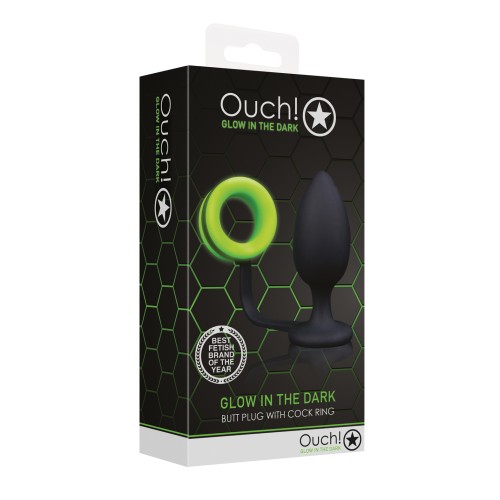 Shots Ouch Butt Plug with Cock Ring - Glow in Dark Fun