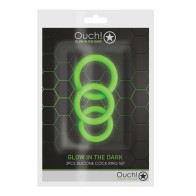 Shots Ouch 3 pc Cock Ring Set Glow in the Dark