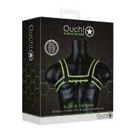 Shots Ouch Chest Bulldog Harness - Glow in the Dark S/M