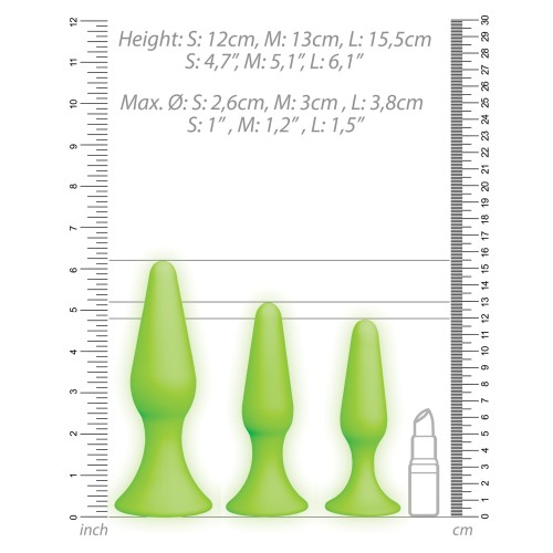 Set de Butt Plug Ouch que Brilla en la Oscuridad para Juegos Aventureros