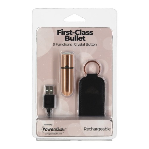 First Class Rechargeable Bullet 9 Functions Rose Gold