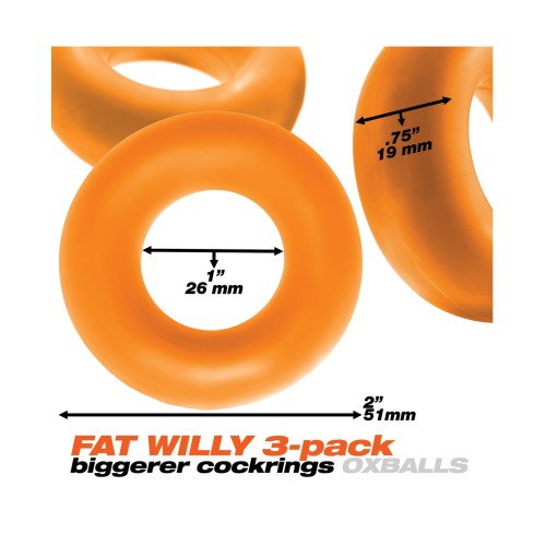 Oxballs Fat Willy 3 Pack Jumbo Cock Rings Orange