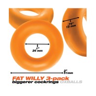 Anillos para el Pene Jumbo Fat Willy 3 Pack Naranja