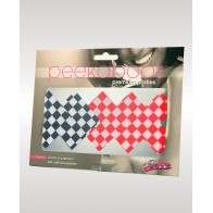 Pasties de Cuadros Peekaboos Off the Wall - 2 Pares 1 Negro/1 Rojo