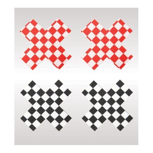 Peekaboos Off the Wall Checkered Pasties - 2 Pairs 1 Black/1 Red