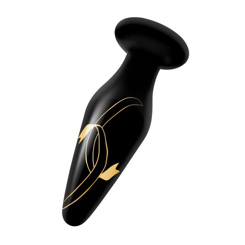 Secret Kisses Handblown Glass Plug Black Gold