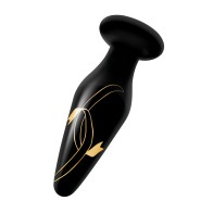 Secret Kisses Handblown Glass Plug Black Gold