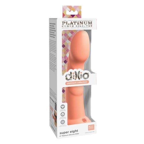 Dillio Platinum 8" Super Eight Silicone Dildo Peach - Safe & Sensational