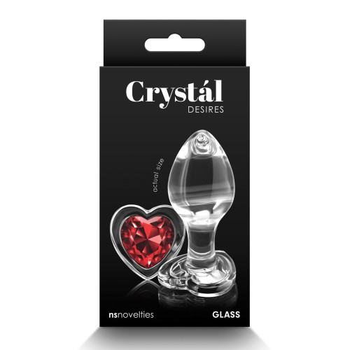 Crystal Desires Glass Heart Gem Butt Plug Red - Passionate Pleasure