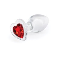 Crystal Desires Glass Heart Gem Butt Plug Red - Passionate Pleasure