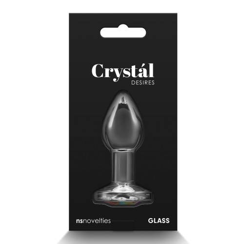 Crystal Desires Glass Round Gem Butt Plug Small