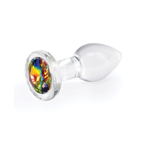 Crystal Desires Glass Round Gem Butt Plug Small