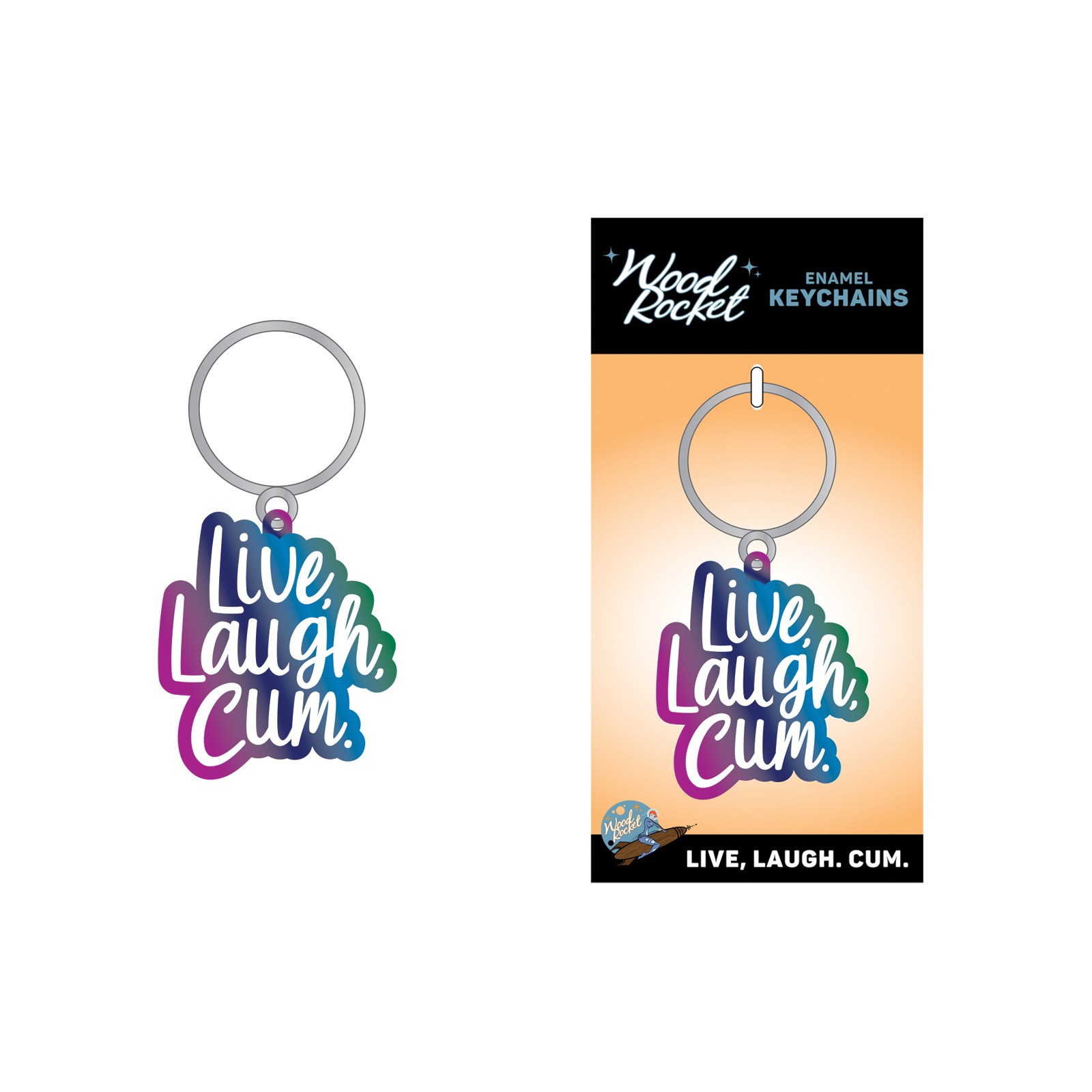 Wood Rocket Live Laugh Cum Keychain