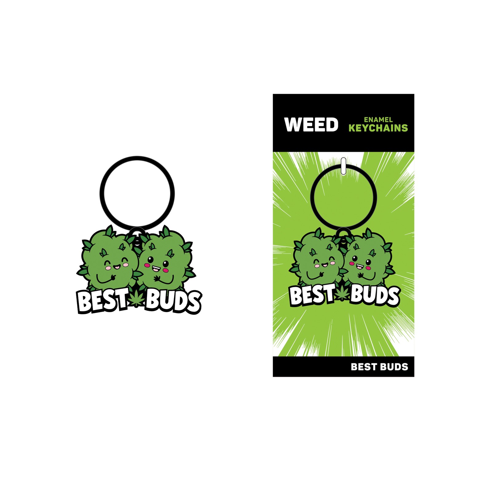 Wood Rocket Weed Best Buds Keychain Green