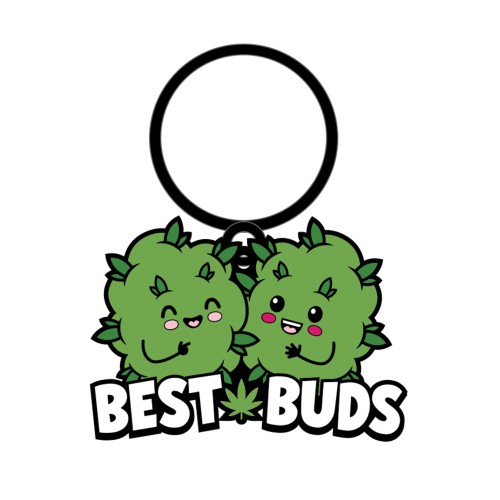 Wood Rocket Weed Best Buds Keychain Green