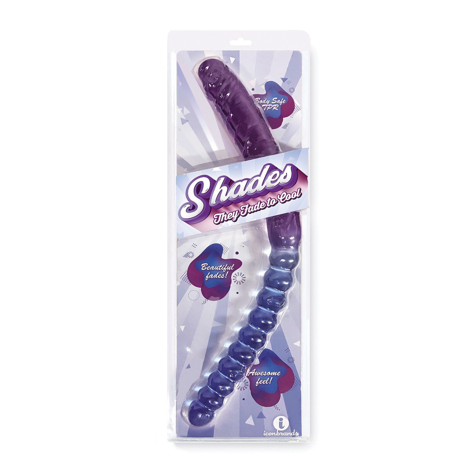 Shades Jelly TPR Gradient Double Dong Blue/Violet - Pleasure Tool