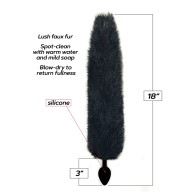 Foxy Fox Tail Silicone Butt Plug Black - Playful Adventures