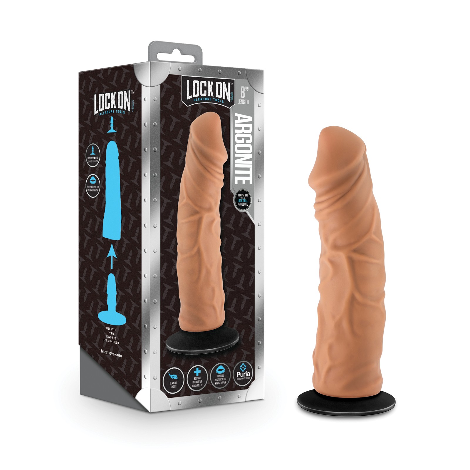 Dildo Lock On de 8 Pulgadas Argonite Moka