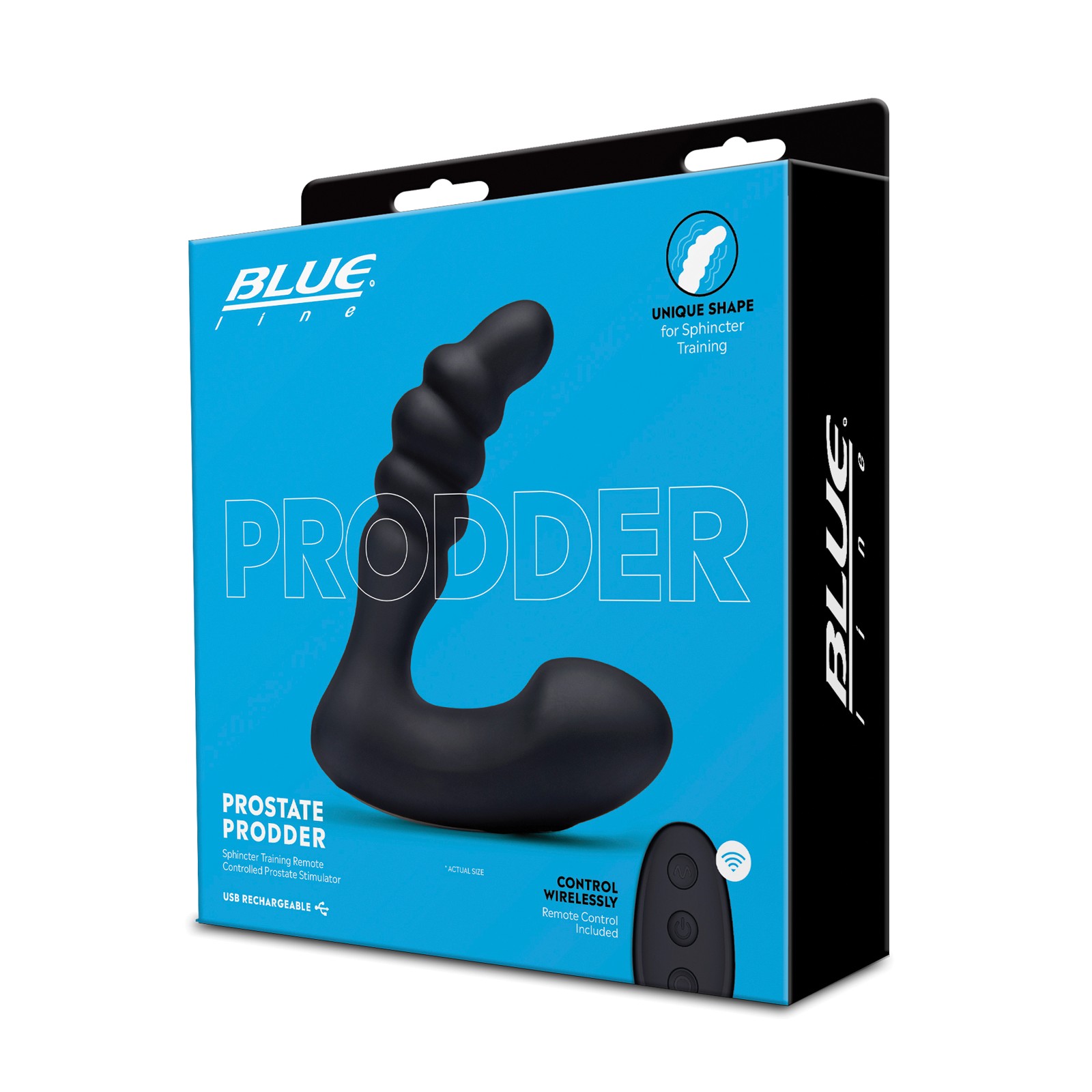 Blue Line Prodder Prostate Vibrador Control Remoto Negro