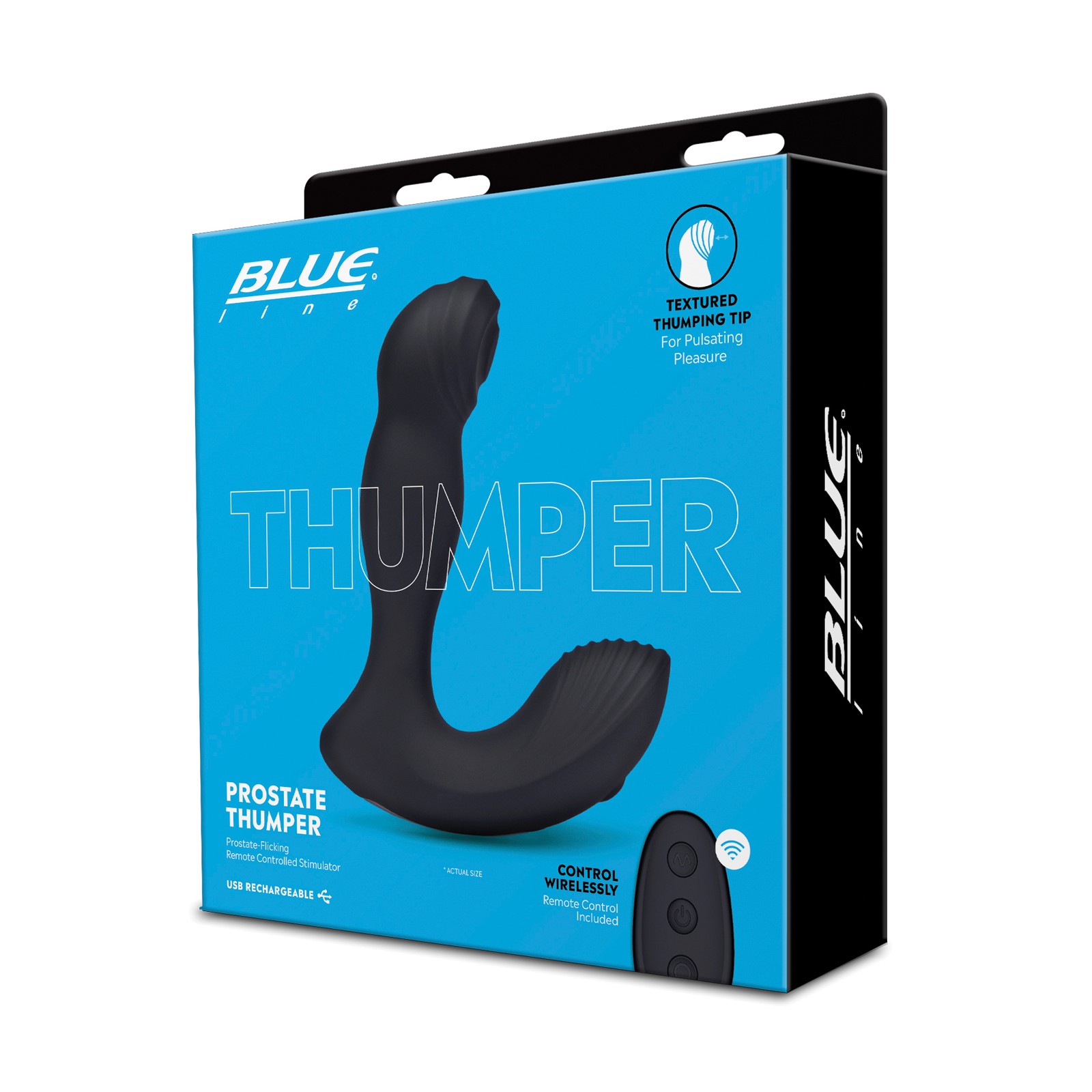 Blue Line Vibrating Prostate Thumper Remote Black