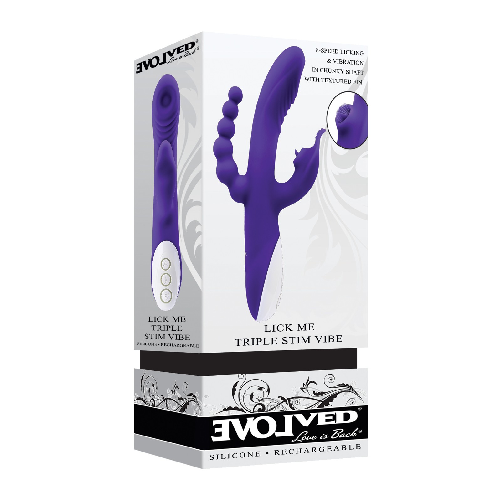 Vibrador Evolved Lick Me Triple Estimulador Púrpura