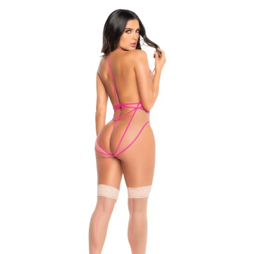 Neon Strappy Teddy with Adjustable Crotch Closure - Small Medium