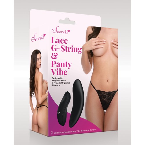 Secrets Lace G-String & Panty Vibe for Discreet Pleasure