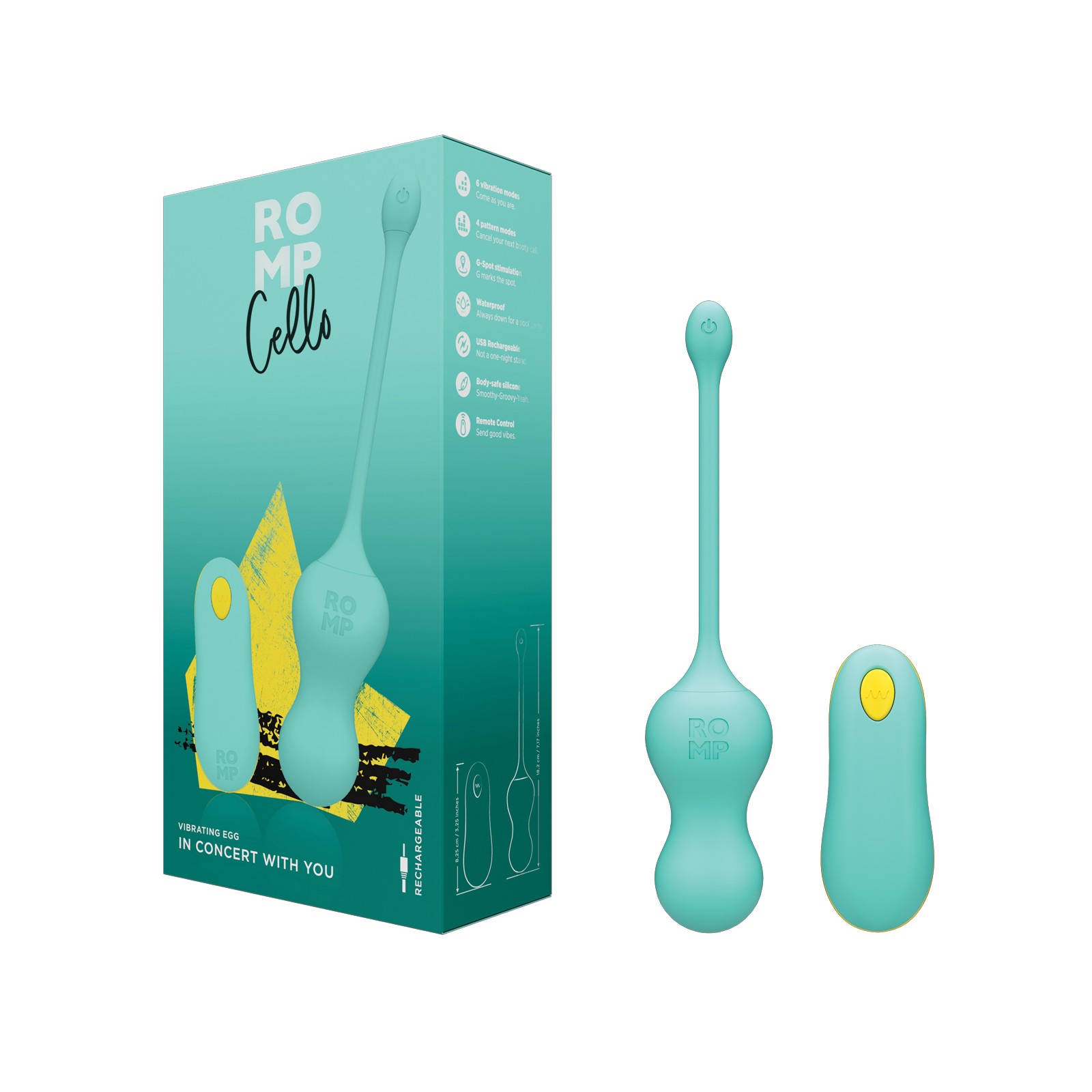 Romp Cello Remote Control G-Spot Vibrating Egg - Blue