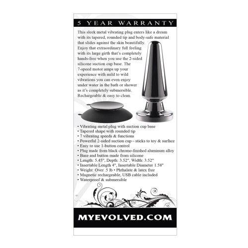 Evolved Advanced Vibrating Rechargeable Metal Plug - Black