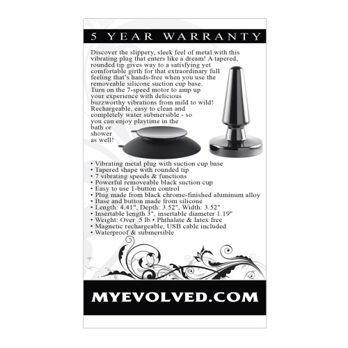 Evolved Beginner Vibrating Rechargeable Metal Plug Black